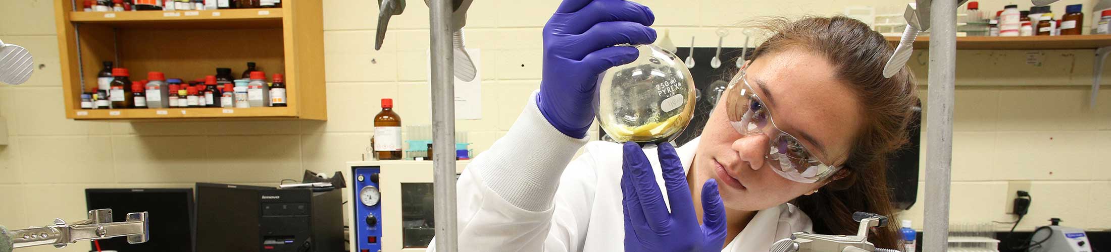 Female student working in lab