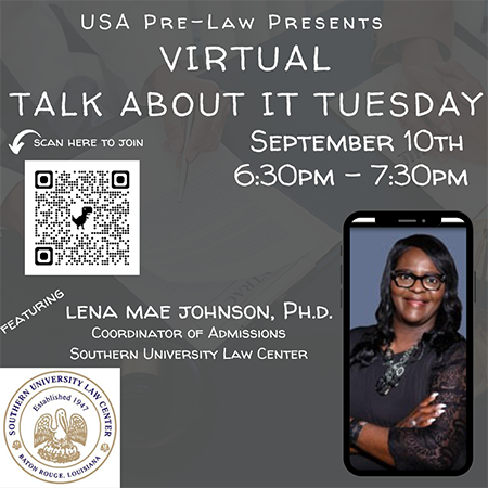 Virtual Talk about it Tuesday with Lena Mae Johnson - text on page