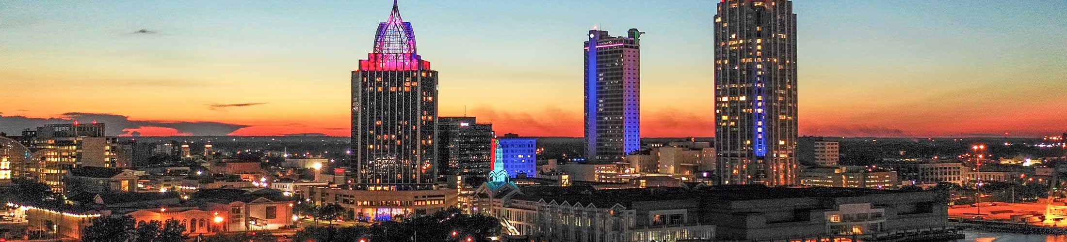 Sunset in Downtown Mobile.