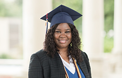 Female graduate in cap and gown