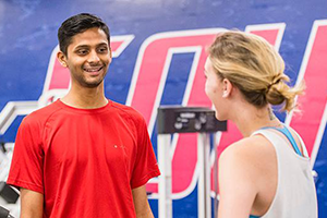 Students working together in campus recreation center.