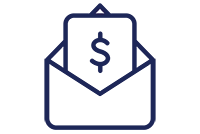 Envelope with money in it icon.