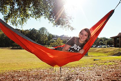 Female student on hammock