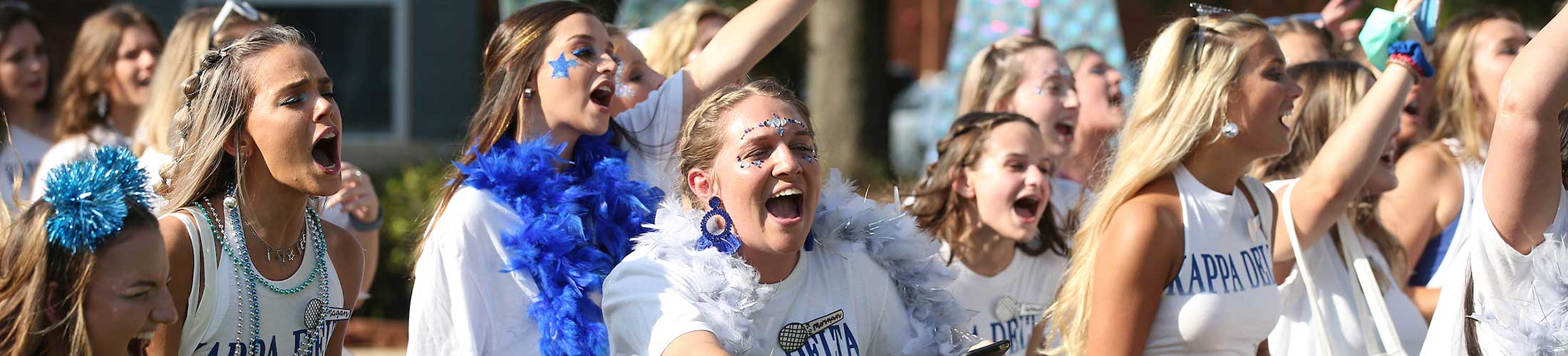 Sosrority members at bid day on campus.